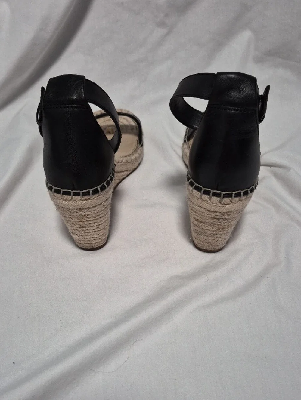 Vince Camuto Black Espadrille Wedge Sandals with Ankle Strap 8